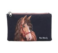 Depesche 13192 Miss Melody Glitter Horse - Cartera en azul oscuro, con motivo de caballo, purpurina y acolchado de corazón, cartera con botón de presión