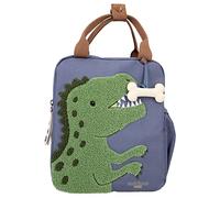 Depesche Mochila Infantil Unisex 11926 World Dino Mini en Color Azul, diseño de Dinosaurio, de Rizo y Colgante de Hueso, Bolsa con Correas y Asas Ajustables, 23 x 20 cm