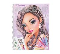 Depesche TopModel 10728 - Libro para Colorear Create Your Make Up, Libro para Colorear con Pegatinas, 20 páginas con Caras preimpresas para Colorear y Colorear, Aprox. 24 x 19,5 x 1 cm