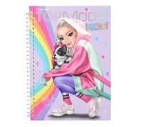 Depesche TopModel 12727 - Libro para colorear de bolsillo en tamaño práctico con 120 páginas para diseñar atuendos, cuaderno para colorear con hojas de pegatinas y encuadernación en espiral