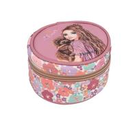 Depesche TopModel 13062 Joyero Redondo Floral en Rosa Oscuro, con diseño de Modelo y diseño de Flores, Caja de joyería con Acolchado, Multicolor