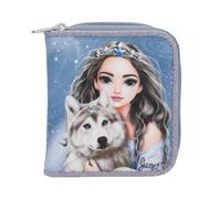 Depesche TOPModel 13151 Cartera de Lobo Azul Oscuro con Modelo y Purpurina, Monedero con Compartimentos para Monedas, Billetes y Tarjetas, Multicolor