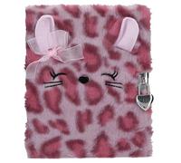 Depesche TOPModel 14201 Cosy Cat - Diario con candado de corazón y llave, libro en color rosa, con piel de Leo rosa, incluye 96 páginas con rayas y coloridas ilustradas