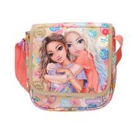 Depesche TOPModel Girl Power 13288 - Bolso bandolera pequeño en color beige con diseño de modelo y lotes coloridos, bolso de mano con correa ajustable, beige