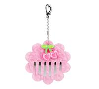 Depesche TOPModel Glow To Go: Mini Peine y Espejo en Color Rosa | Set de belleza en rosa con efecto nácar, con colgante de cereza, cadenita metálica y mosquetón en forma de corazón, 14233