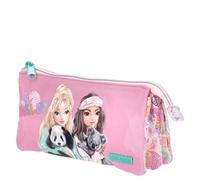 Depesche TopModel Wild - Funda Abanico en Rosa, con diseño de Modelo y Colorido patrón de Animales, Estuche con 3 Compartimentos con Cremallera, Dibujos Animados, Color, Normal (12792)