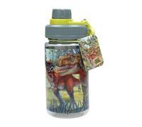 Depesche Trinkflasche Tritan 13402 Dino World Bite-Botella Transparente con Estampado de Dinosaurios, Tapa y asa Verdes abatibles, Capacidad Aprox. 500 ml, Multicolor, One Size
