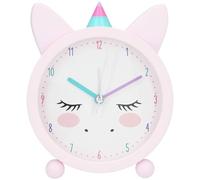 Depesche Ylvi 6551 - Despertador analógico para niñas y Fans de Unicornio, Color Rosa con Orejas y Unicornio, silencioso y con función de luz, Funciona con Pilas