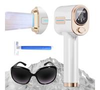 Depilación láser para mujeres y hombres, contacto a 4.4 °C, alternativa segura y prácticamente indolora al dispositivo de depilación IPL de salón, depilación duradera desde casa, con maquinilla de