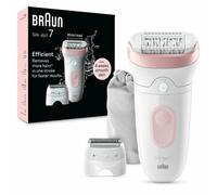 Depiladora Braun Silk-épil 7 7-030 40 pinzas MicroGrip Rosa Blanco Batería