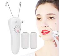 Depiladora facial eléctrica para mujeres, Depiladora eléctrica inalámbrica de algodón, Labios, Mejillas, Brazos, Piernas, Afeitadora depilatoria, Dispositivo de depilación suave (Blanco)