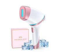 Depiladora Laser con Función de Enfriamiento a 5 °C, 21J Depiladora Luz Pulsada con 3 Cabezales Intercambiables, Flash Ilimitado y 5 Niveles de Energía Ajustables para Bikini, Axilas, Cara, Cuerpo