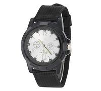 Depisuta 5colors Electronic Analog Round Watch para Entusiastas del Aire Libre Store Nylon Strap Army Green (SWI Silver)