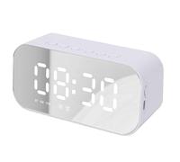 Depisuta Altavoz Bluetooth con Despertador y Pantalla LED de Espejo | Batería Recargable de 1800 MAh con Sonido de Graves, Función de Alarma Dual para Cabecera de Dormitorio, Reproducción