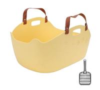 Depisuta Caja de Portátil de Viaje, Caja de para Gatos de Mano con Asa de Transporte, Capacidad Súper Grande de 19,9 X 13,2 X 7,9 Pulgadas, sin Fugas, sin Olor (Yellow)