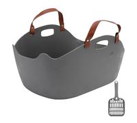 Depisuta Caja de Portátil de Viaje, Caja de para Gatos de Mano con Asa de Transporte, Capacidad Súper Grande de 19,9 X 13,2 X 7,9 Pulgadas, sin Fugas, sin Olor (Gray)