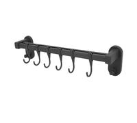 Depisuta Colgador Utensilios Cocina, Colgador Utensilios Cocina Acero Al Carbono Diseño Espacioso Gran Capacidad Carga, Utensilio Colgante Taza Cuchara Cuchillo Tijera (Plata Negro 30 cm / 11,8