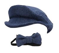 Depisuta Conjunto de Accesorios de Fotografía para Bebés Recién Nacidos con Gorra Plana Sombrero de Caballero Pajarita Tela única para Niños de 0 a 1 Mes Adecuado para Ocasiones Formales (Gorra de