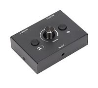 Depisuta Conmutador Bidireccional de 3,5 Mm con Botón de Silencio de una Tecla, Operación Simple para Parlantes y Auriculares Activos, Material de Aleación de Aluminio Negro