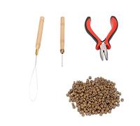 Depisuta de Madera Herramienta de Extensión de Cabello Juego de Alicates de Gancho de Ganchillo Conveniente Kit de Dispositivo de Cuentas de Cabello para Artistas Silicona Rojo 1000 Piezas (#11)