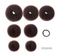 Depisuta Juego para Hacer Moños con Forma de Donut para el Cabello, Material Suave, Moldeador de Moños para Varios Estilos, Adecuado para Fiestas, Bodas, Correr, Yoga, 7 Donas, 10 Pines, 5 Bandas