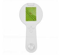Depisuta Microscopio Digital de Mano con Pantalla de 2,4 Pulgadas, Aumento de 500x, 16 Luces LED de Dos Colores, Brillo Ajustable, para Observación de la Naturaleza, Evaluación (White)