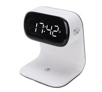 Depisuta Reloj Despertador Digital con Estación de Carga Rápida Inalámbrica, Mesita de Noche, Luz Nocturna de 3 Colores, Lámpara Inteligente Táctil de 15 W para Mesita de Noche, Sala de