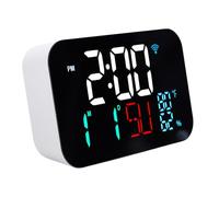 Depisuta Reloj Inteligente WiFi, Estación Meteorológica Inalámbrica, Termómetro Interior, Monitor de Humedad, Alarma, Fecha, Día, Compatible con la Aplicación Inteligente Tuya, (Concha Blanca-luz