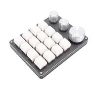 Depisuta Teclado Macro Programable, Teclado Mecánico para Juegos de 16 Teclas y 3 Perillas, Personalizado con Macro con Cable y Luz LED para Copiar Pegar Gráficos PS (White)