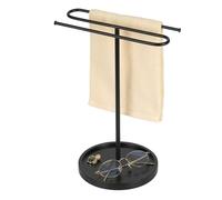 Depisuta Toallero de Mano, Soporte de Toalla Independiente en Forma de S de Metal con Bandeja Inferior, Base de 14 Pulgadas de Alto y 7 Pulgadas de Ancho para Mayor Estabilidad (Black)