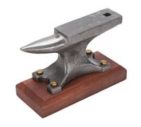 Depisuta Yunque de Cuerno Mini de 4,7 Pulgadas, Yunque de Acero Fundido con Base de Madera, Kit de Forja de Herrero, Juego de Martillo y Bloque de Joyería para Hacer Joyas