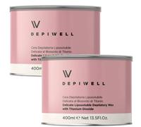 Depiwell Cera depilatoria liposoluble delicada al dióxido de titanio 400 ml (2 unidades)