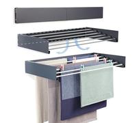 depogron Tendedero de pared de 100 cm - 6 barras plegables y extensibles - 6 m de longitud de secado - hasta 25 kg - ahorra espacio - para interior y exterior - antracita