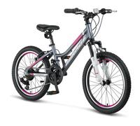 DEPORBIKES Bicicleta 20 Pulgadas niña | Bicicleta niña 6-10 años + Cuadro Aluminio + Cambio Shimano 18v | Diseño Seguro y Resistente