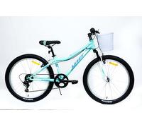 DEPORBIKES Bicicleta 24 Pulgadas niña 8-12 años | Bicicleta montaña + 7 Velocidades Shimano + Frenos V-Break + Suspensión Delantera | Resistente y Segura Ideal para niña (Turquesa)