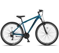 DEPORBIKES Bicicleta montaña Adulto 29 Pulgadas | Cuadro de Aluminio + 21 Velocidades Shimano + Suspensión Delantera con Bloqueo + Frenos V-Break | Bicicleta montaña Segura y Resistente (Azul)