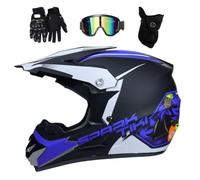 Deporte Al Aire Libre Casco de Motocross, con Gafas Guantes Mascarilla, Juventud Niños Integrales MTB Todoterreno Moto ATV Cascos, Cuesta Abajo Quad Dirt Bike Enduro Chocar Casco(Gris,L/56-57CM)