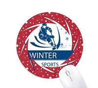 Deporte de Invierno, Esqui Nieve ilustración Wheel Mouse Pad de Goma roja Redonda