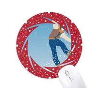 Deporte de Invierno Ski Jumping ilustración Wheel Mouse Pad de Goma roja Redonda