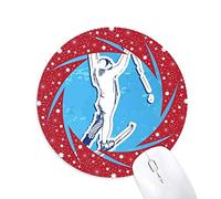 Deporte de Invierno Snowboarding Acuarela ilustración Wheel Mouse Pad de Goma roja Redonda