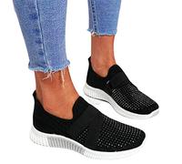 Deporte Informales para Mujer, Sin Cordones, con Diamantes Imitación, Ligeros, Transpirables, para Caminar, para Correr, Verano, Malla Transpirable