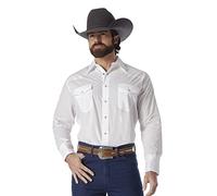 Deporte Occidental Manga Larga Camisa Wrangler Hombres, Blanco, X-Grande