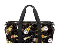 Deportes Baloncesto Pelotas de Fútbol Fuego Deportes Gimnasio Fitness Entrenamiento Duffel Bolsa Bolsa Bolsa de Viaje Bolso de mano Bolsa de, multicolor, 17.7x9x9 inch