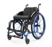 Deportes en Silla de Ruedas, Silla de Ruedas Autopropulsable para Adultos, Ligero Quick Fold Aleación de Aluminio Patinete con reposapiés oscilante(Width 38cm/15in,Blue)
