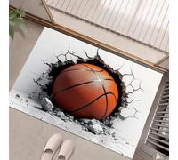 Deportes Minimalistas Felpudo Antideslizante - 80 x 120 cmEl Baloncesto Rompe Muro Trampa de Tierra Felpudo Exterior e Interior para Entrada Limpia - Fácil de Cuidar - Gris Anaranjado