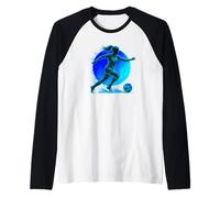 Deportista de fútbol de las mujeres de movimiento rápido corriendo jugar Camiseta Manga Raglan