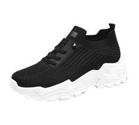 Deportivas Mujer - Zapatillas Casuales Calzado Elegante para Primavera Y Verano Diseño Cómodo Sin Cordones Camisetas Y Vaqueros Tacón De Altura Media Zapatillas Versátiles Y (Black 38)