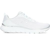 Skechers Flex Appeal 5.0, Zapatillas de Deporte Mujer, Malla Blanca Borde Plateado, 40 EU
