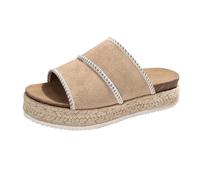 Deportivas Verano Mujer Comodas Plataforma Suaves Zapatillas De Mujer para Primavera, Verano Y OtoñO, con Una Sola Palabra, con De Pez, para Uso Exterior, Pantuflas Casa (Khaki, 37)