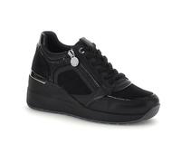 Stonefly 223233 Black Zapatillas para mujer de ante y piel con cordones, cremallera y cuña media, Negro , 37 EU